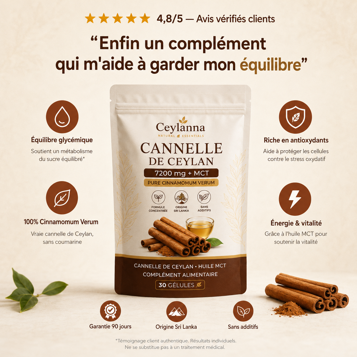 Cannelle de Ceylan Concentrée 7200 mg